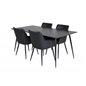 Silar ruokapöytä - 180 cm - musta melamiini / mustat jalat, Comfort ruokatuoli - musta / musta_4