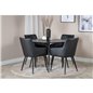 Silar Dining Table - Round 100  cm - Black Melamine / Black Legs, Comfort Dining Chair - Black / Black_4