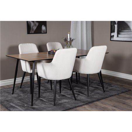 Silar Dining Table - 180 cm - "Wood Look"  Melamine / Black Legs, Comfort Dining Chair - Beige / Black_4