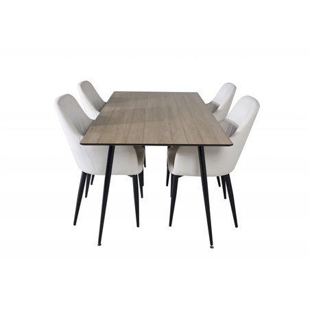 Silar Dining Table - 180 cm - "Wood Look" Melamine / Black Legs, Comfort Dining Chair - Beige / Black_4