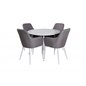 Plaza Round Table 100 cm - White top / White Legs, Comfort Dining Chair - Grey / White_4