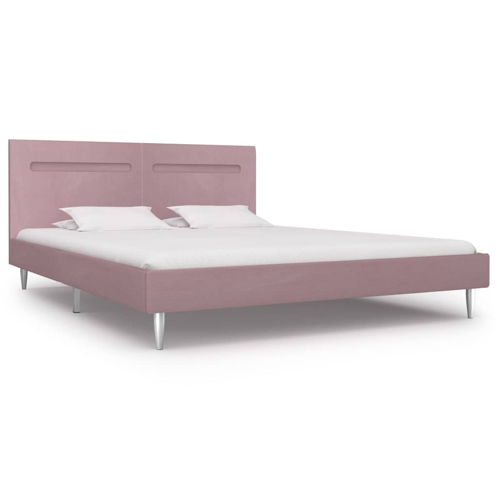  Sängram med LED rosa tyg 180x200 cm