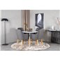 Plaza Round Table 100 cm - White top / White Legs, Comfort Dining Chair - Dark Grey / Oak_4