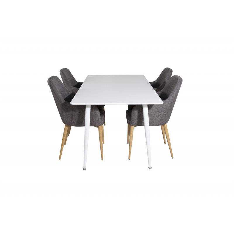 Polar Dining table 180 cm - White top / White Legs, Comfort Dining Chair - Dark Grey / Oak_4