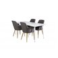 Polar Dining table 180 cm - White top / White Legs, Comfort Dining Chair - Dark Grey / Oak_4