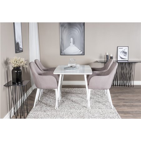 Polar Dining table 120 cm - White White, Comfort Dining Chair - Grey / White_4