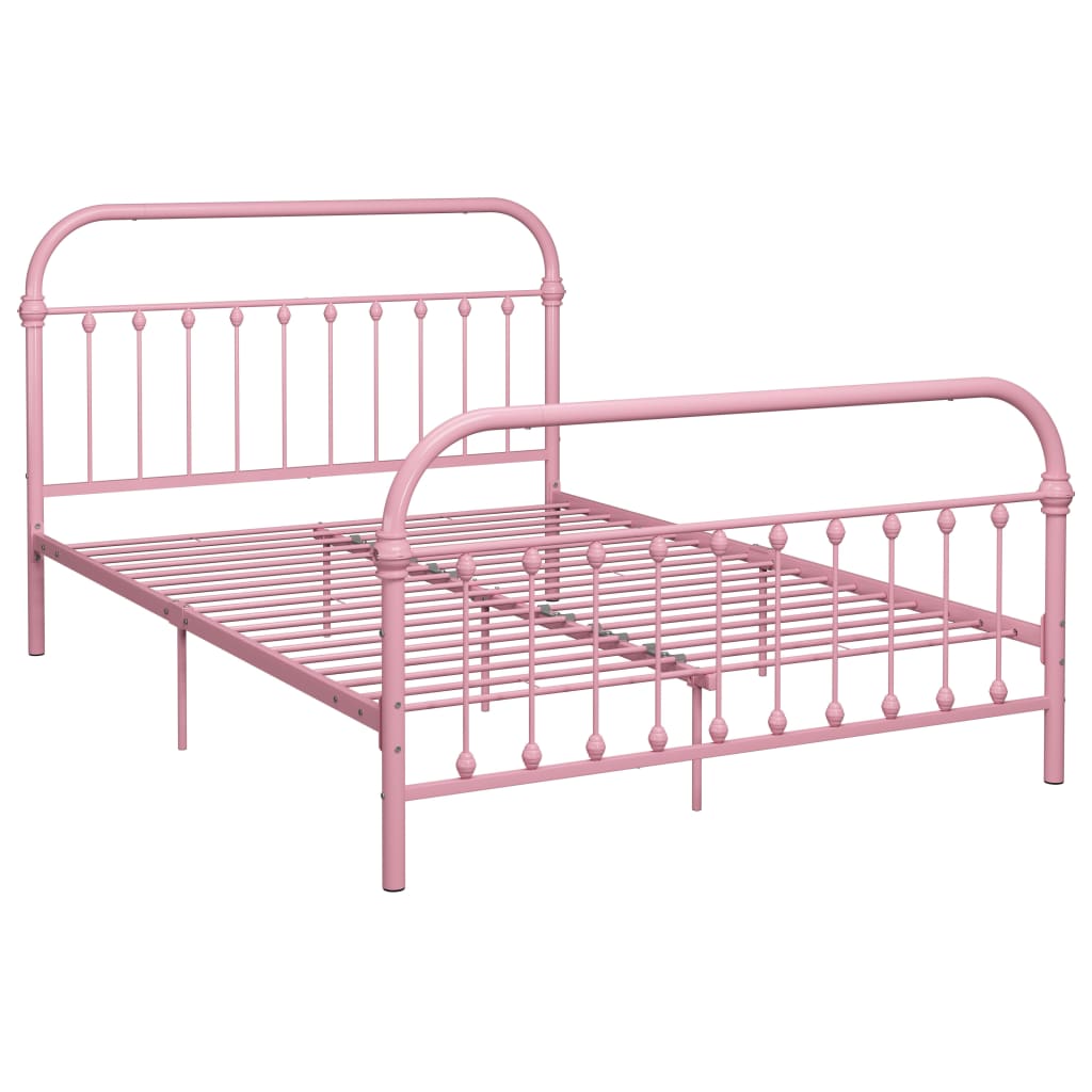  Sängram rosa metall 160x200 cm