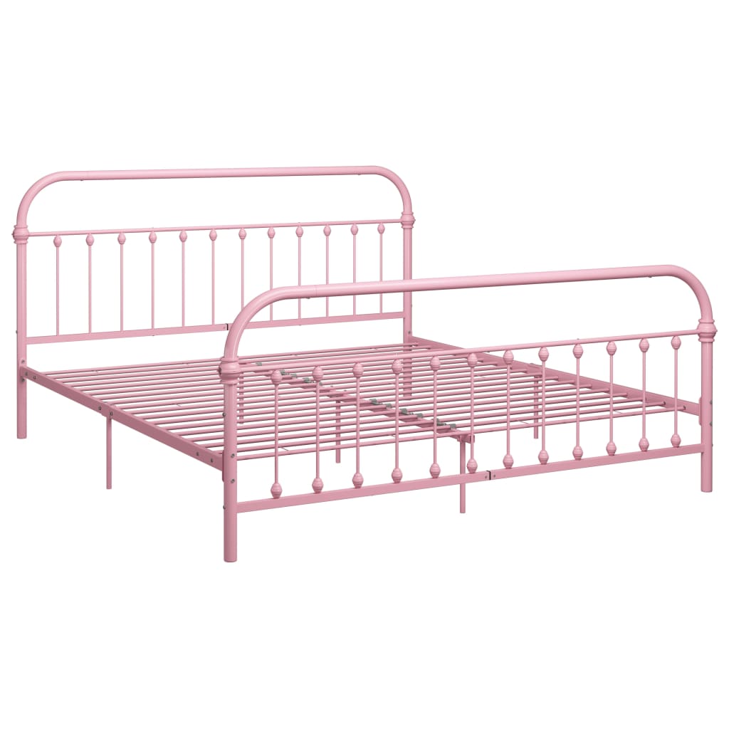  Sängram rosa metall 180x200 cm