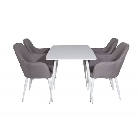 Polar ruokapöytä 120 cm - valkoinen Valkoinen, Comfort ruokapöydän tuoli - harmaa / valkoinen_4