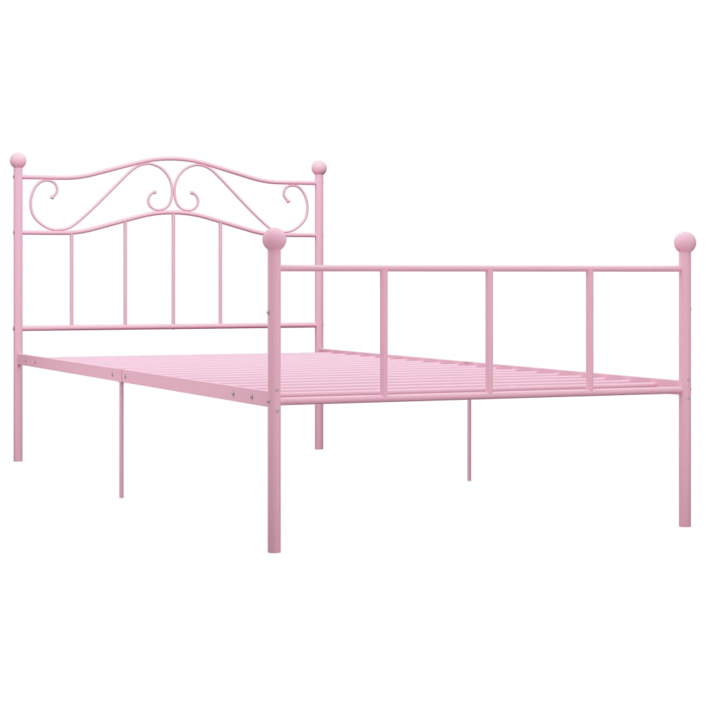  Sängram rosa metall 100x200 cm