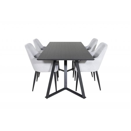 Marina Dining Table - Black top / Black Legs , Comfort Dining Chair - Grey / Black _4