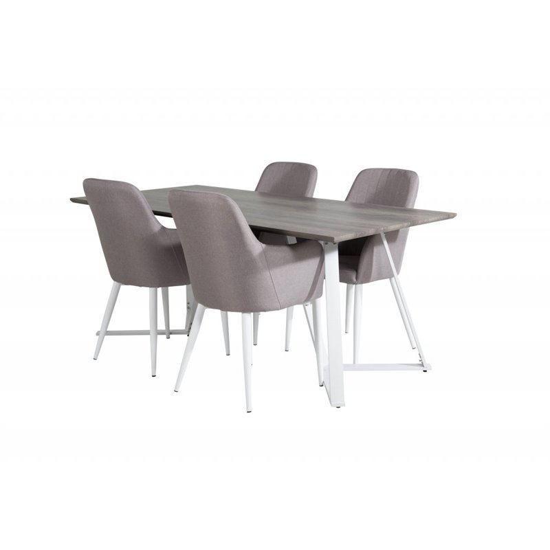 Marina Dining Table - Grey "oak" / White Legs , Comfort Dining Chair - Grey / White_4