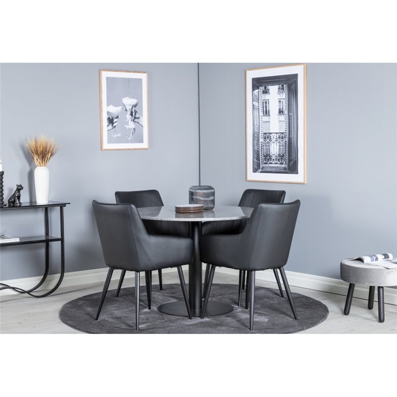 Razzia Dining Table ø106cm - Grey / Black, Comfort Dining Chair - Black / Black_4