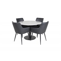 Razzia Dining Table ø106cm - Grey / Black, Comfort Dining Chair - Black / Black_4