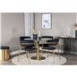 Estelle Round Dining Table ø106 H75 - Black / Brass, Arrow armchair - Brass Legs - Black Velvet_4