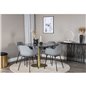 Estelle Round Dining Table ø106 H75 - Black / Brass, Comfort Plastic Dining Chair - Black Legs - Grey Plastic_4