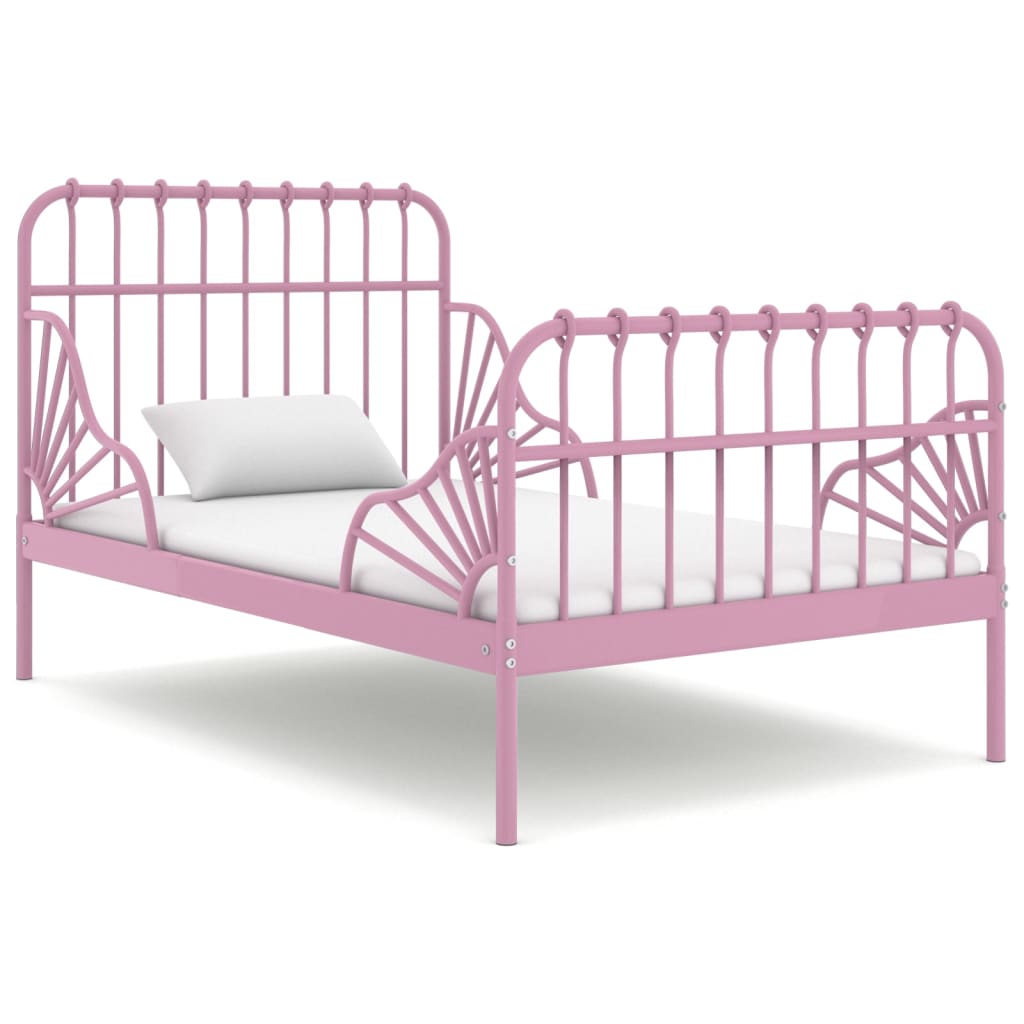  Utdragbar sängram rosa metall 80x130/200 cm