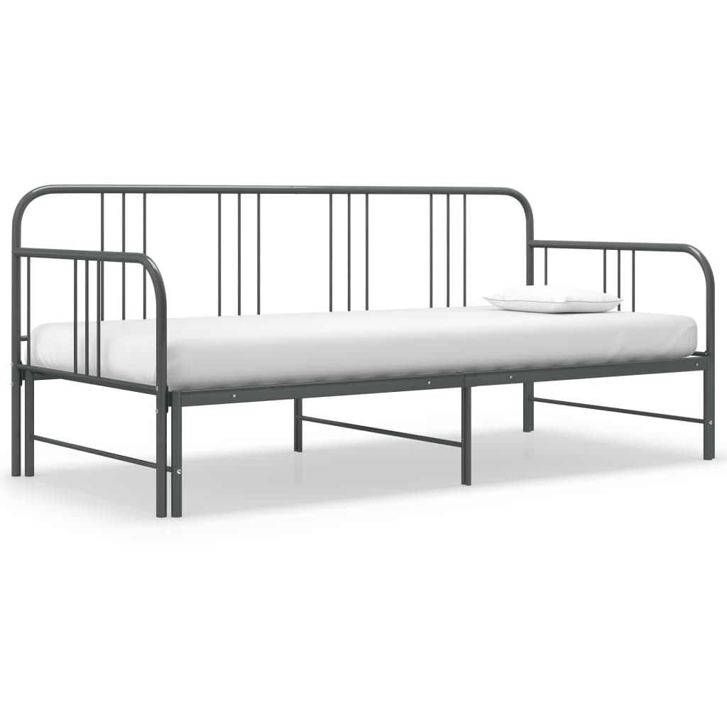  Utdragbar sängram bäddsoffa grå metall 90x200 cm