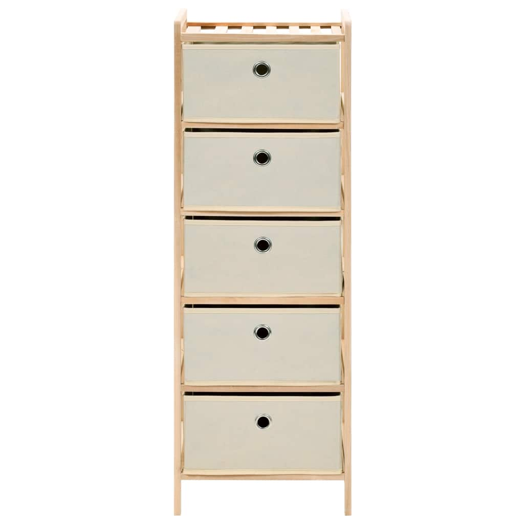  Förvaringshylla med 5 tygkorgar cedarträ beige