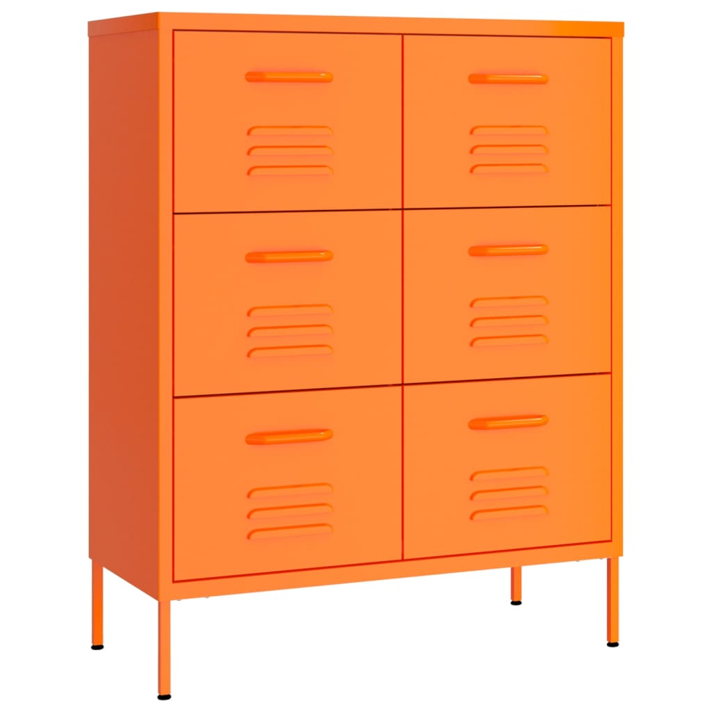  Byrå orange 80x35x101,5 cm stål