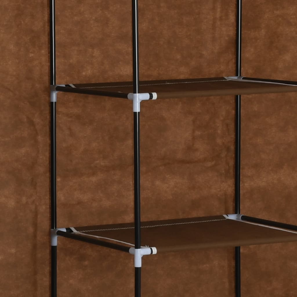 Garderob med fack och stänger brun 150x45x175 cm tyg