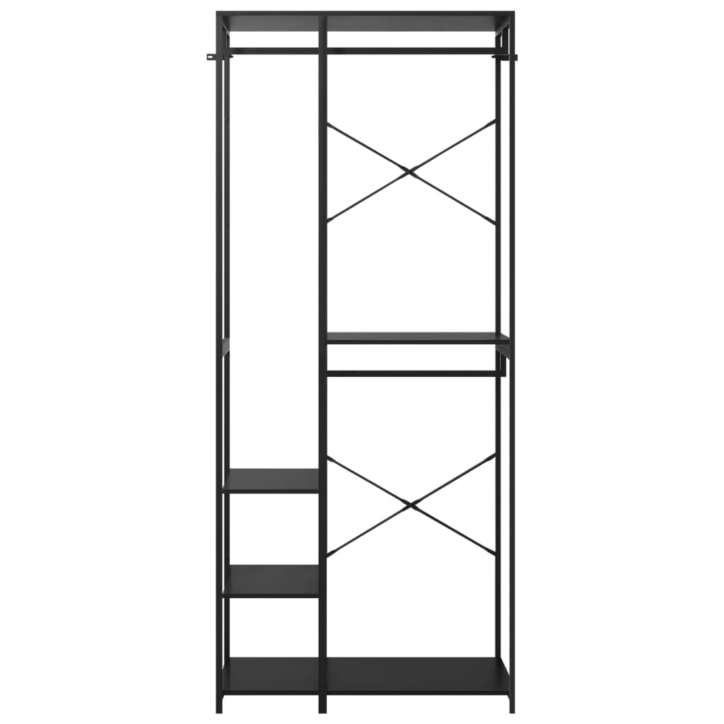  Garderob svart 90x40x213 cm metall och spånskiva