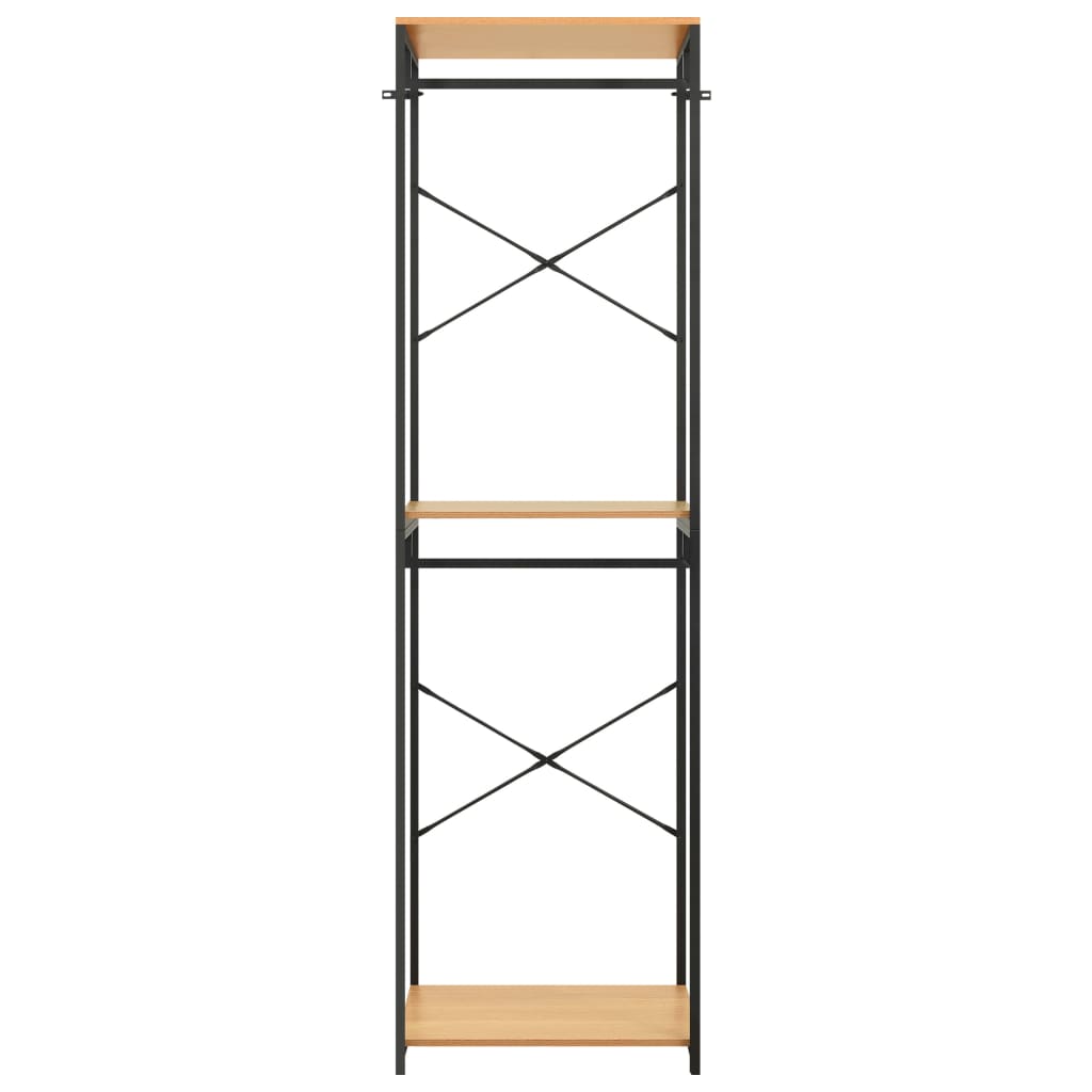  Garderob svart och ek 60x40x213 cm metall och spånskiva