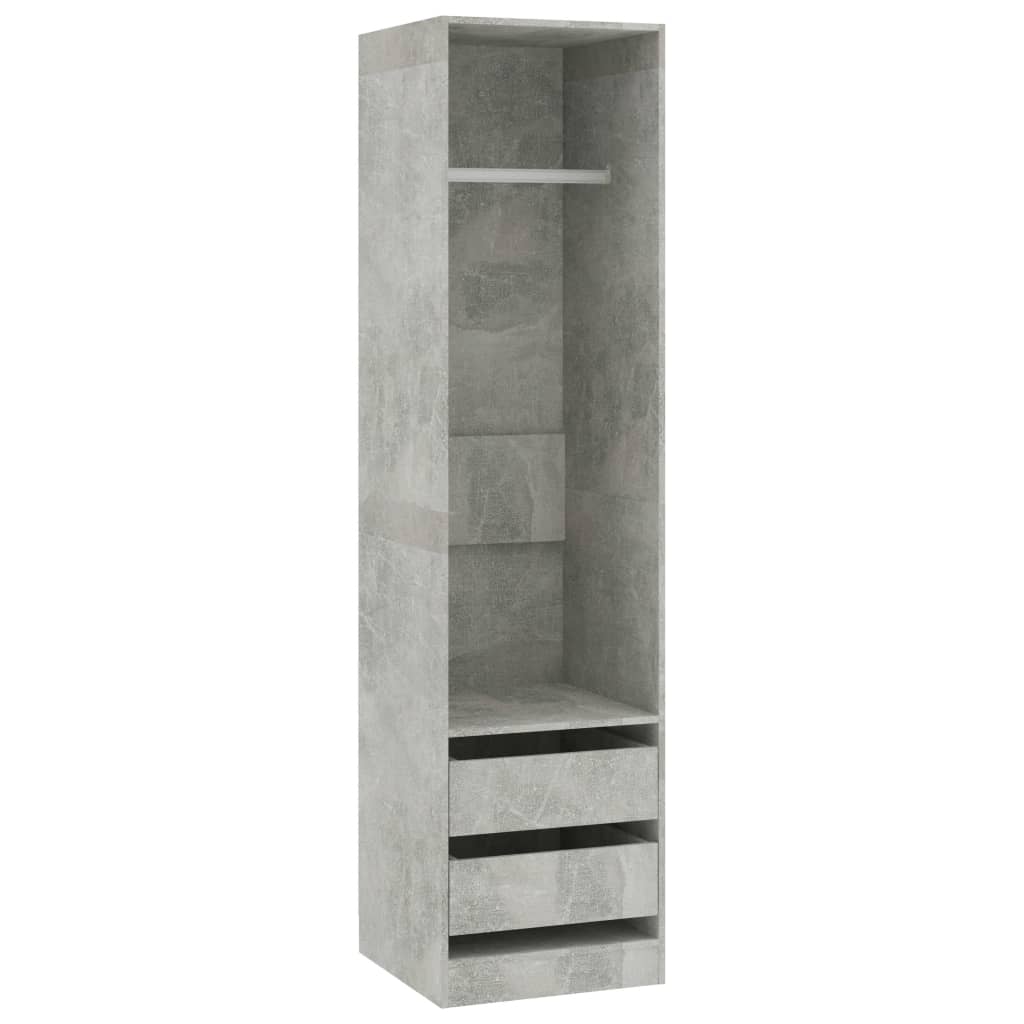  Garderob med lådor betonggrå 50x50x200 cm spånskiva