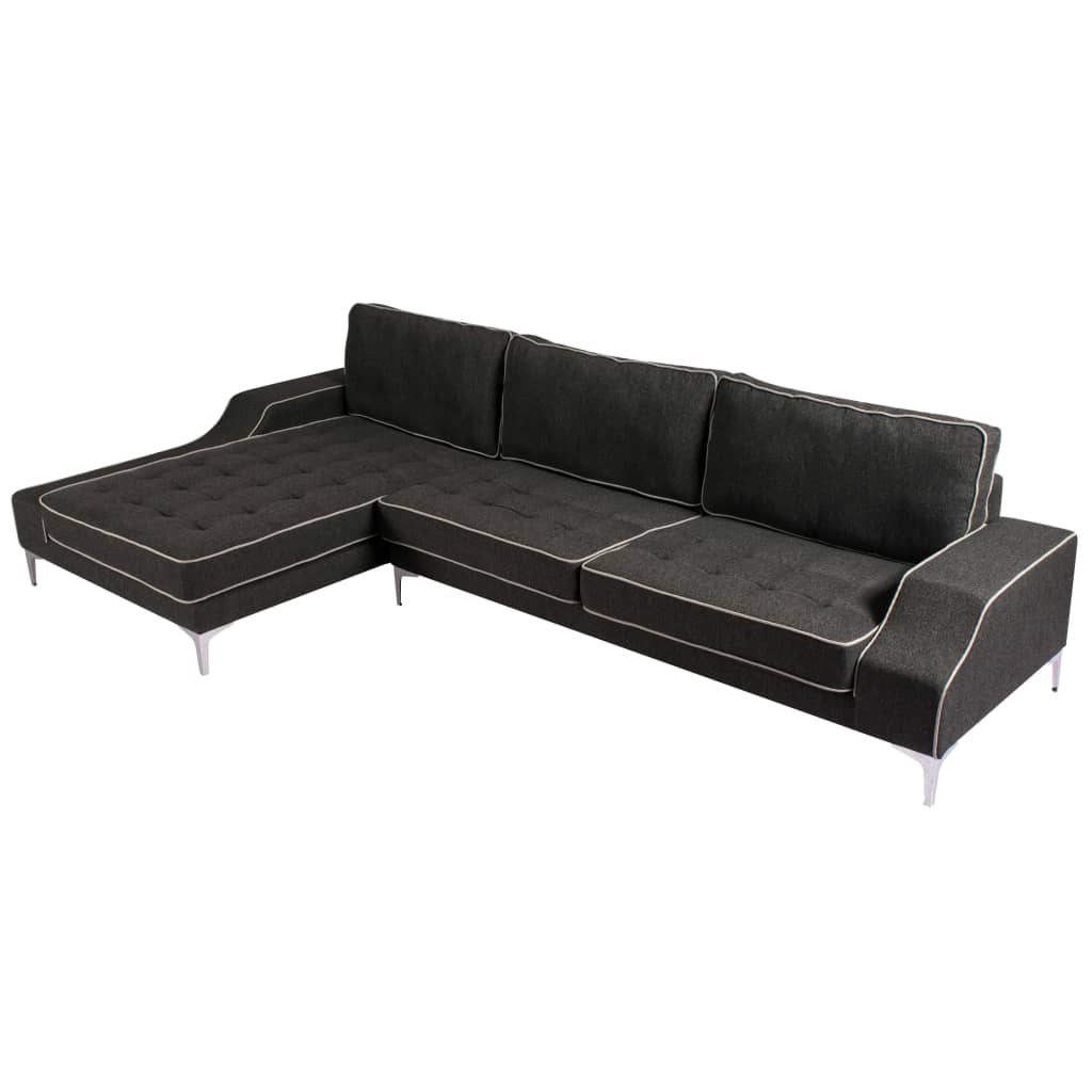  L-formad soffa tyg mörkgrå XXL 326x163x83 cm