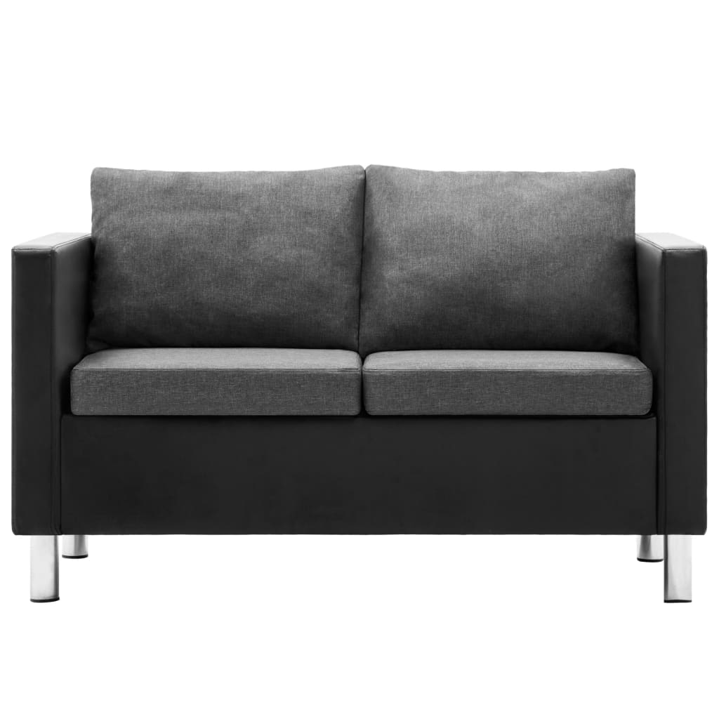  2-sitssoffa i konstläder svart och ljusgrå