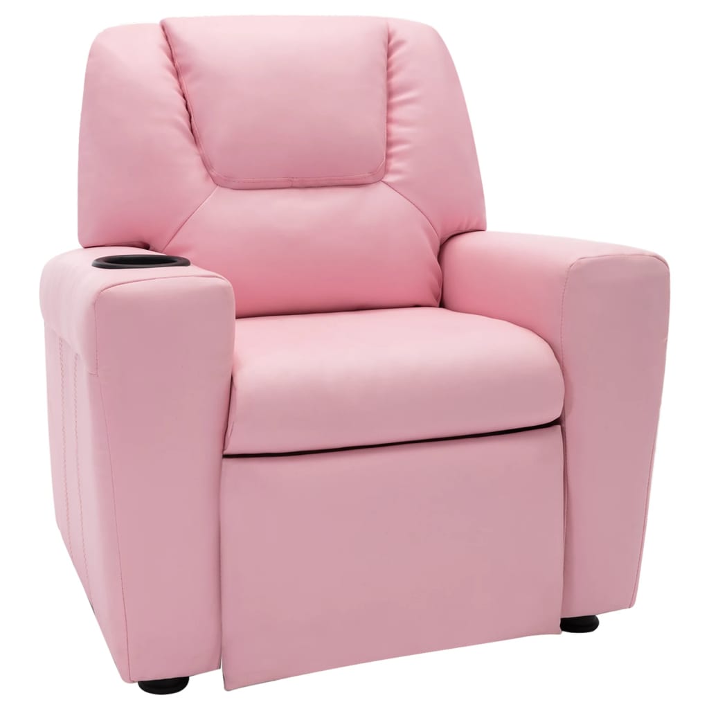  Reclinerfåtölj för barn konstläder rosa