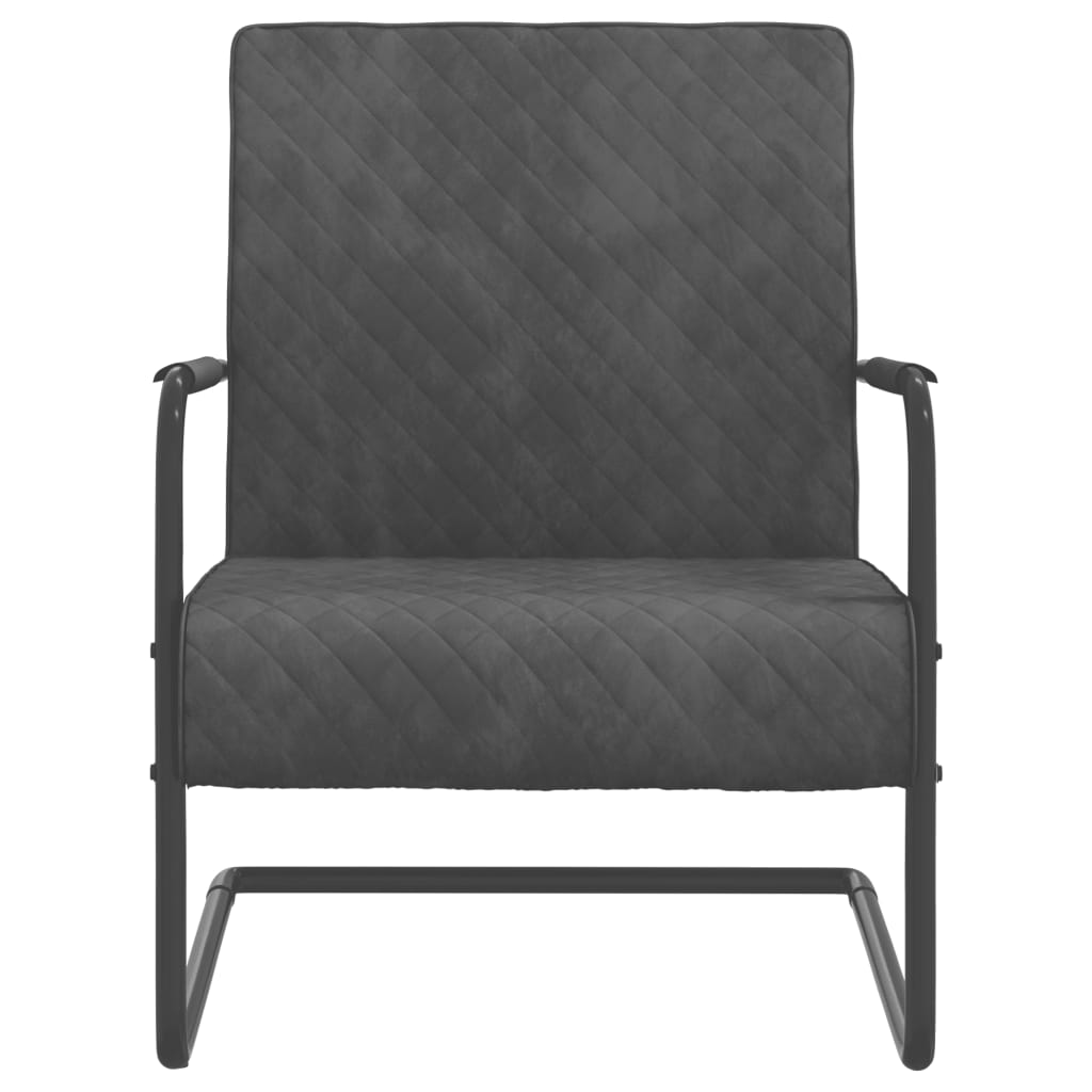  Fribärande stol mörkgrå sammet