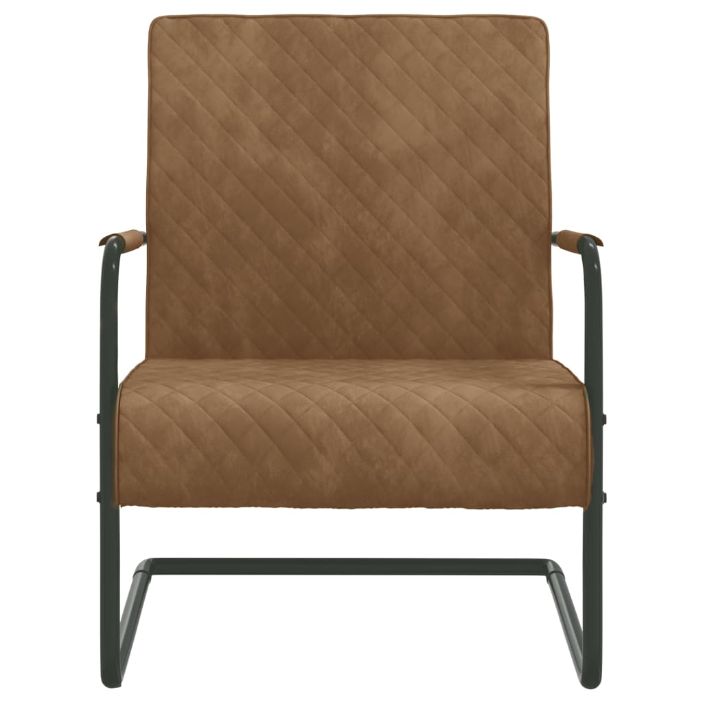  Fribärande stol brun sammet