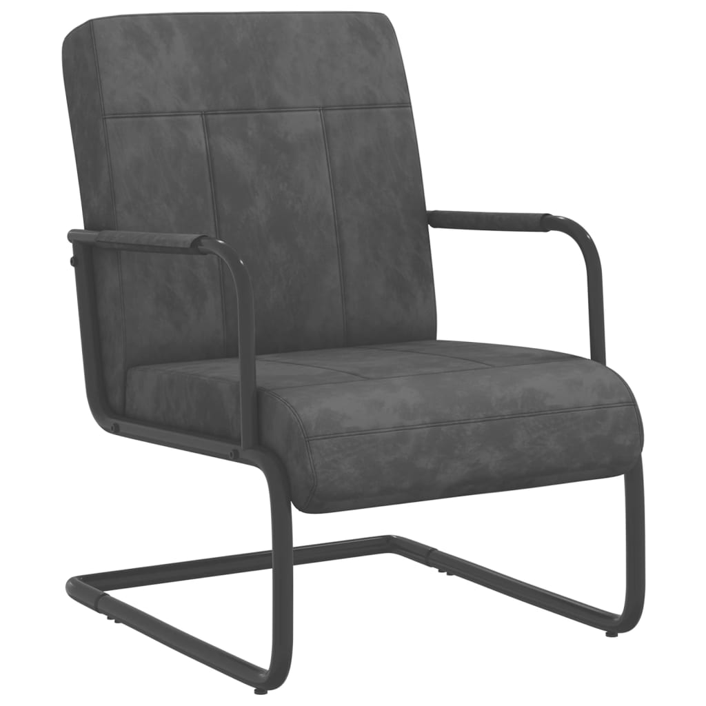  Fribärande stol mörkgrå sammet