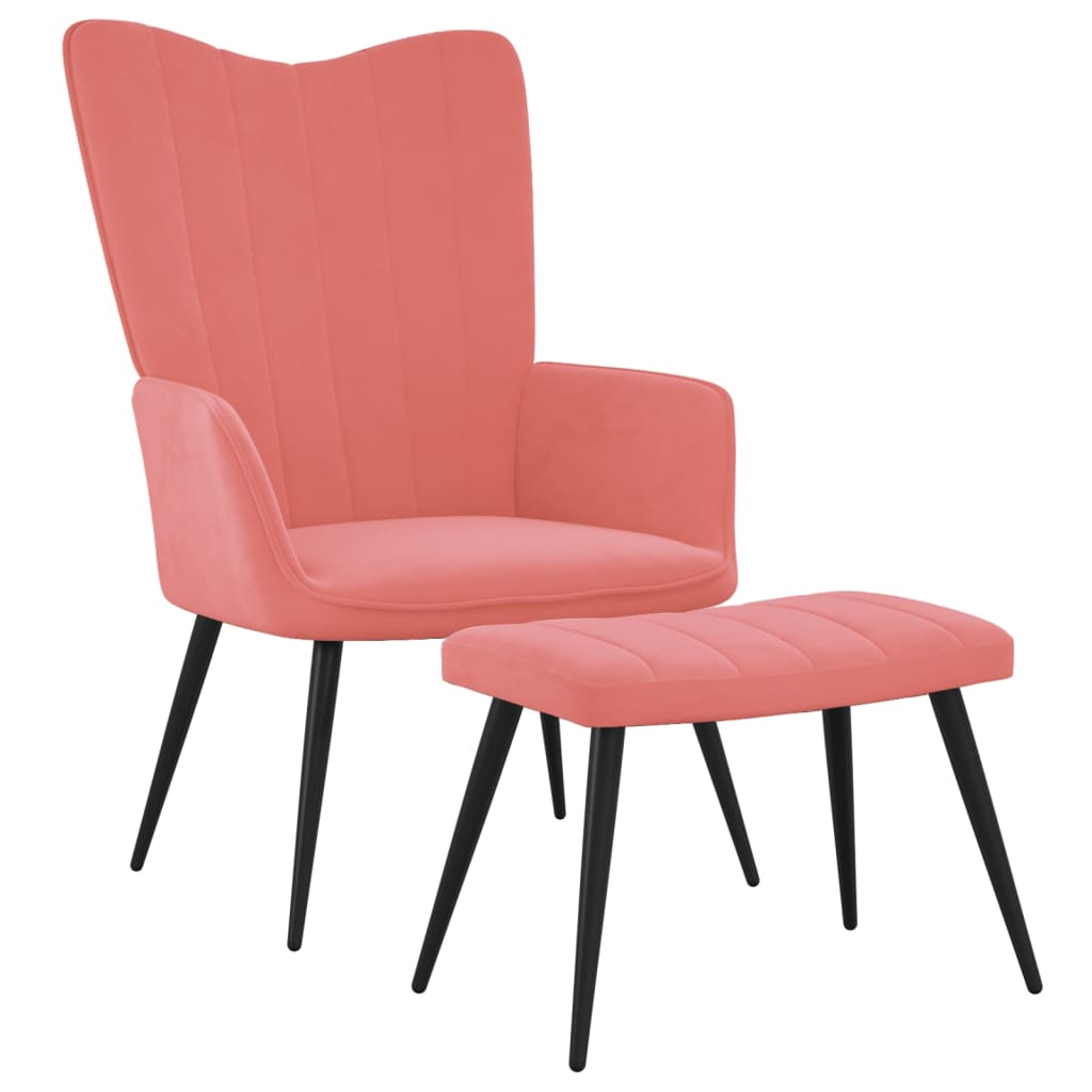  Vilstol med fotpall rosa sammet