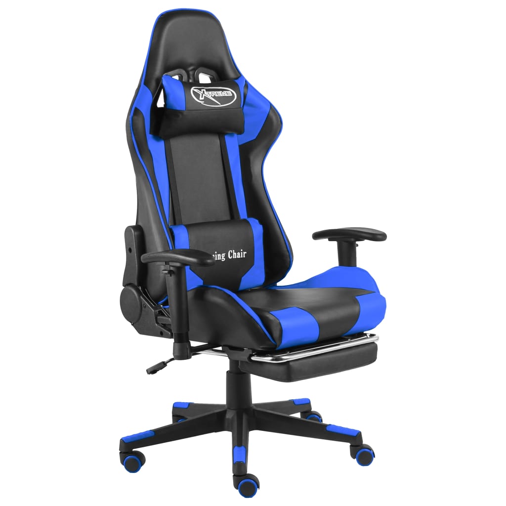  Snurrbar gamingstol med fotstöd blå PVC