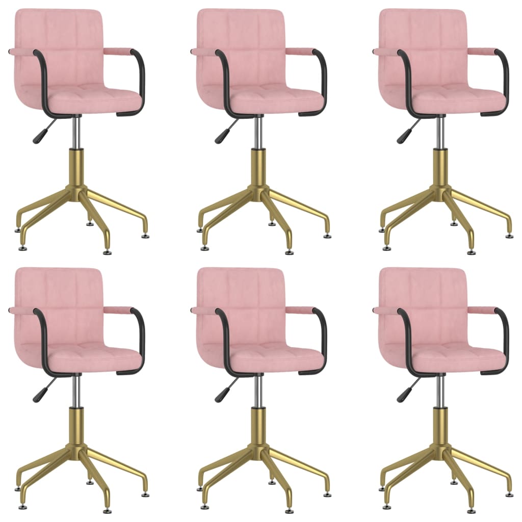  Snurrbar matstol 6 st rosa sammet