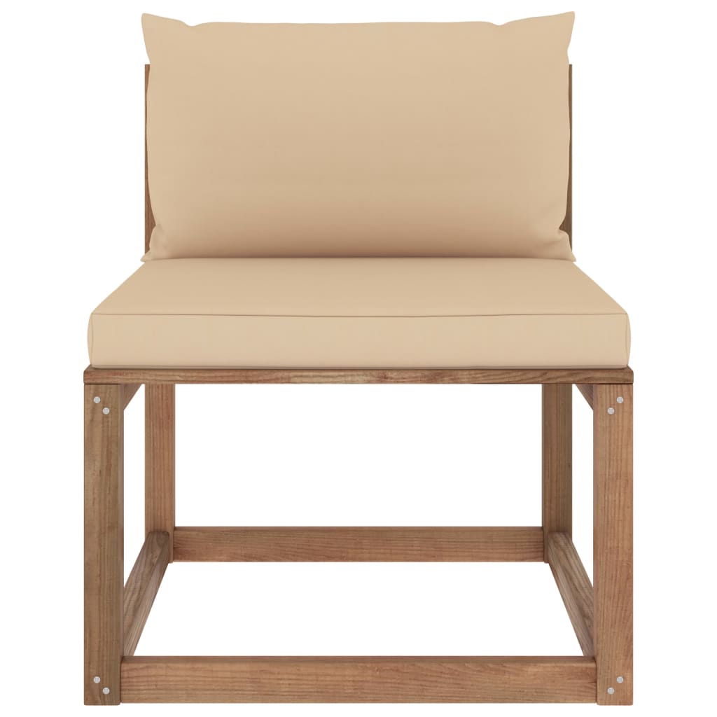  Mittensektion till pallsoffa med beige dynor