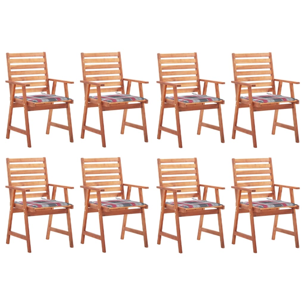 3078387 Outdoor Stolar 8 delar med Kuddar massiv Acacia Wood (46312 + 2x46313 + 2x314069)