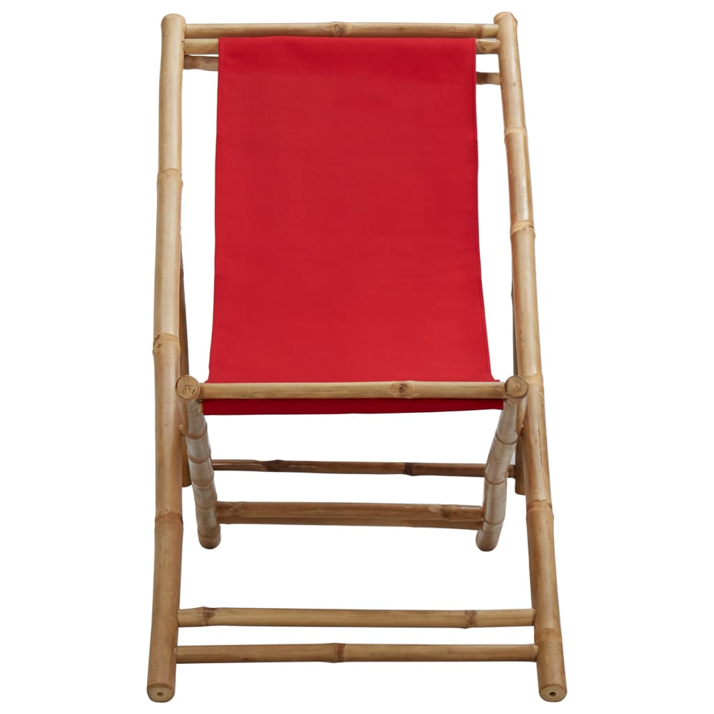  Solstol bambu och kanvas röd