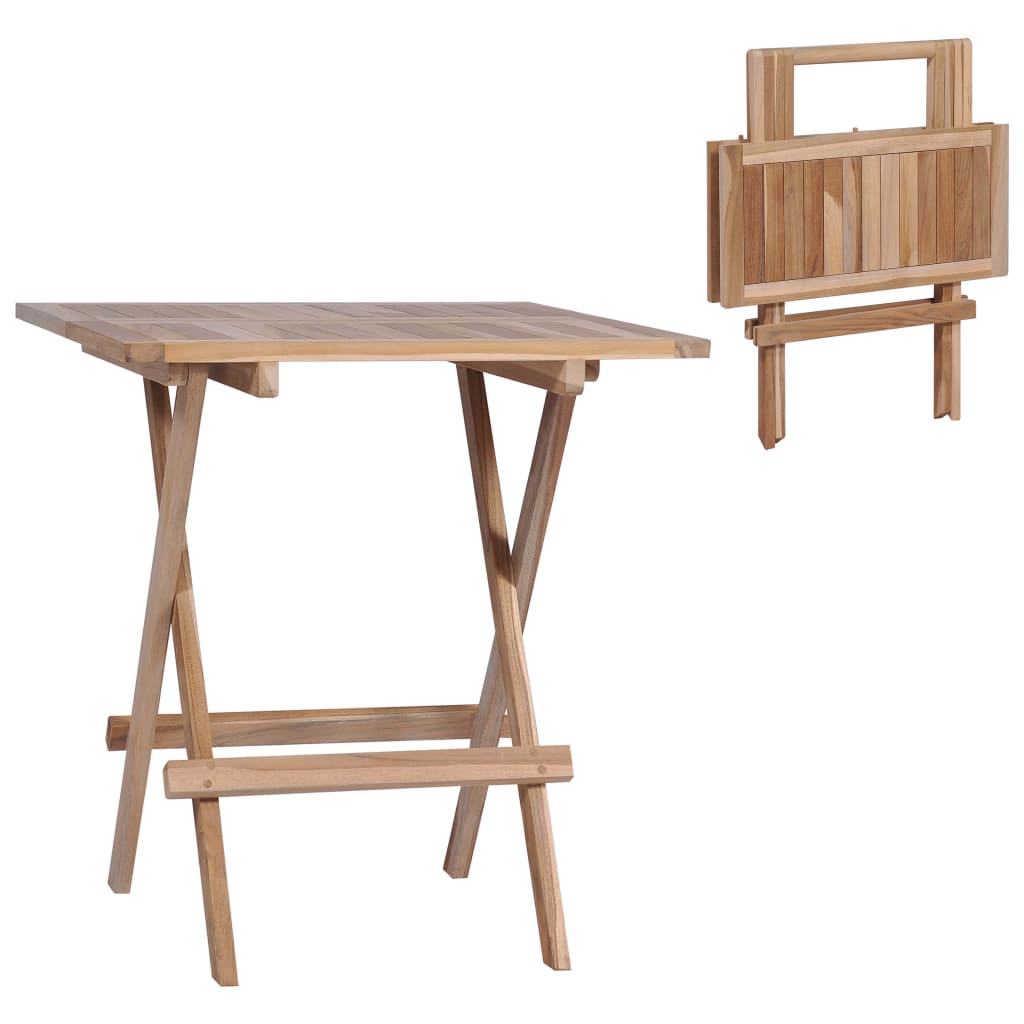  Hopfällbara cafébord 2 st 60x60x65 cm massiv teak