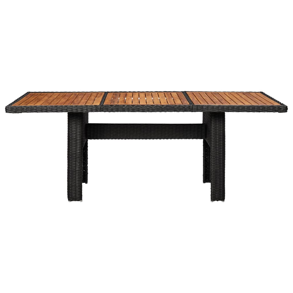  Trädgårdsbord svart 200x100x74 cm konstrotting