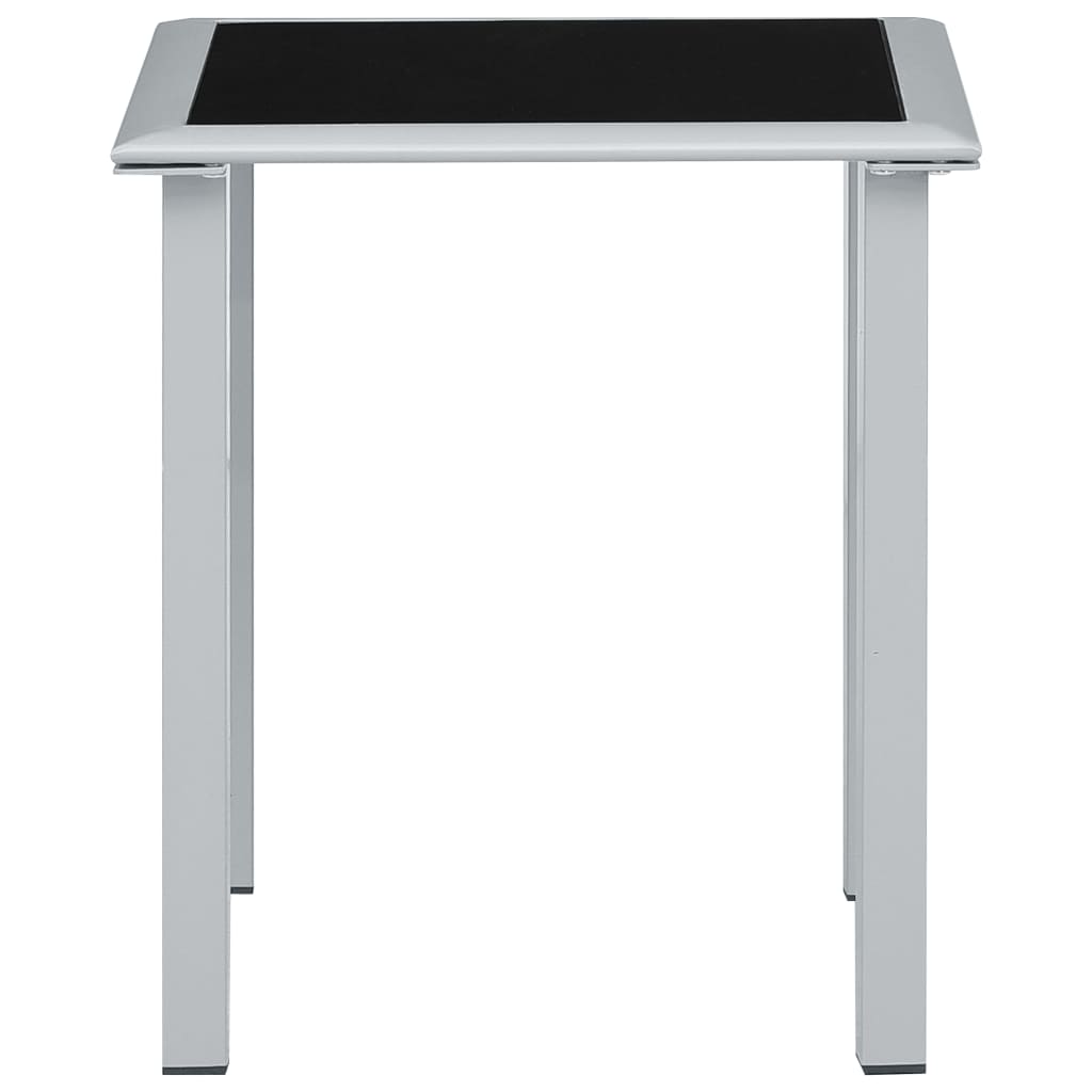  Trädgårdsbord svart och silver 41x41x45 cm stål och glas