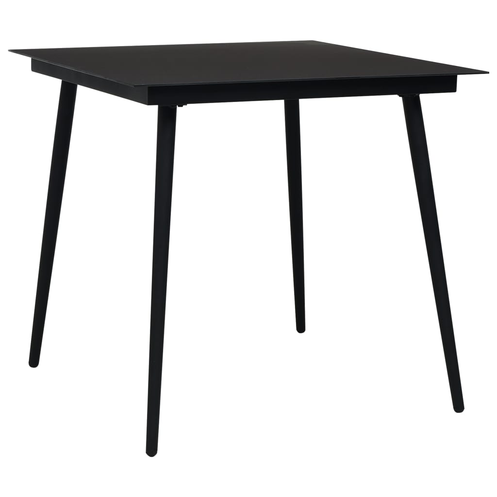  Trädgårdsbord svart 80x80x74 cm stål och glas