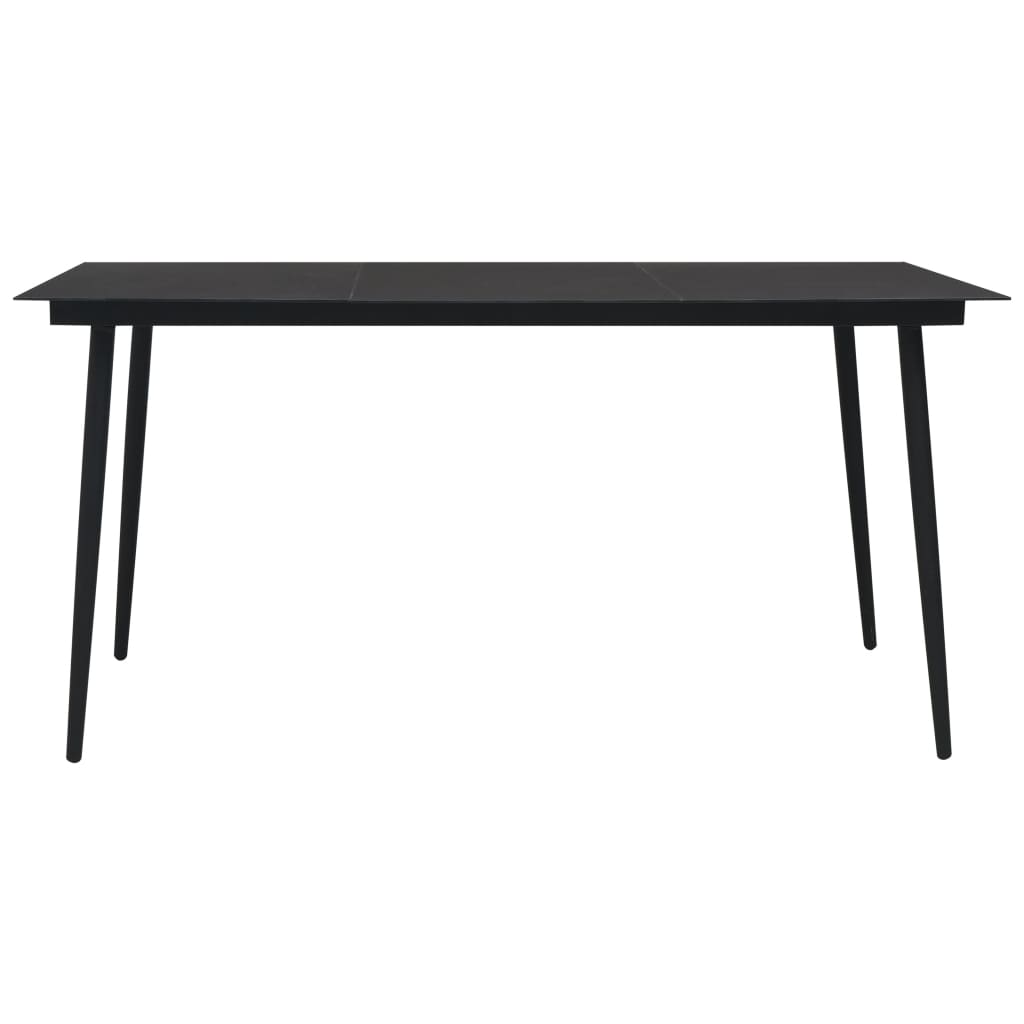  Trädgårdsbord svart 150x80x74 cm stål och glas