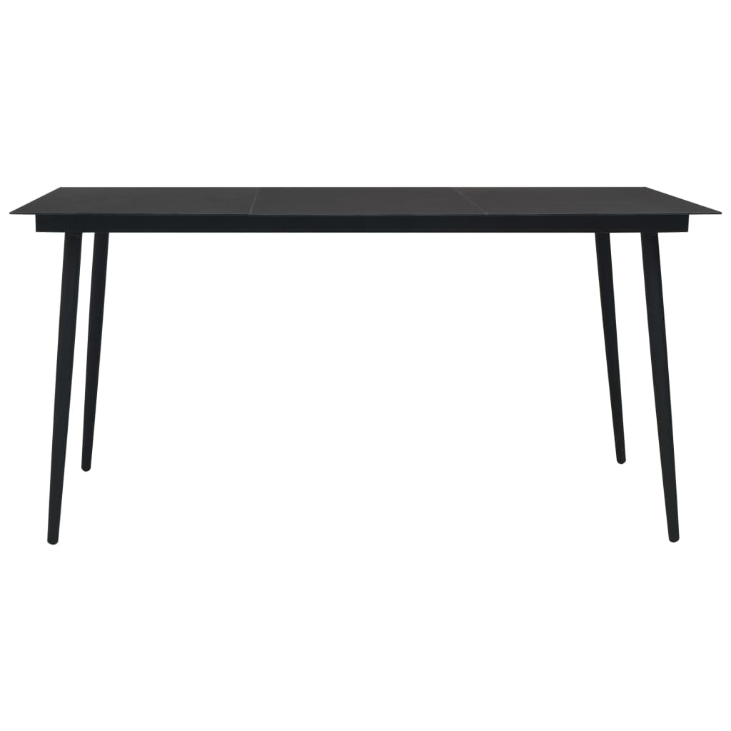  Trädgårdsbord svart 190x90x74 cm stål och glas