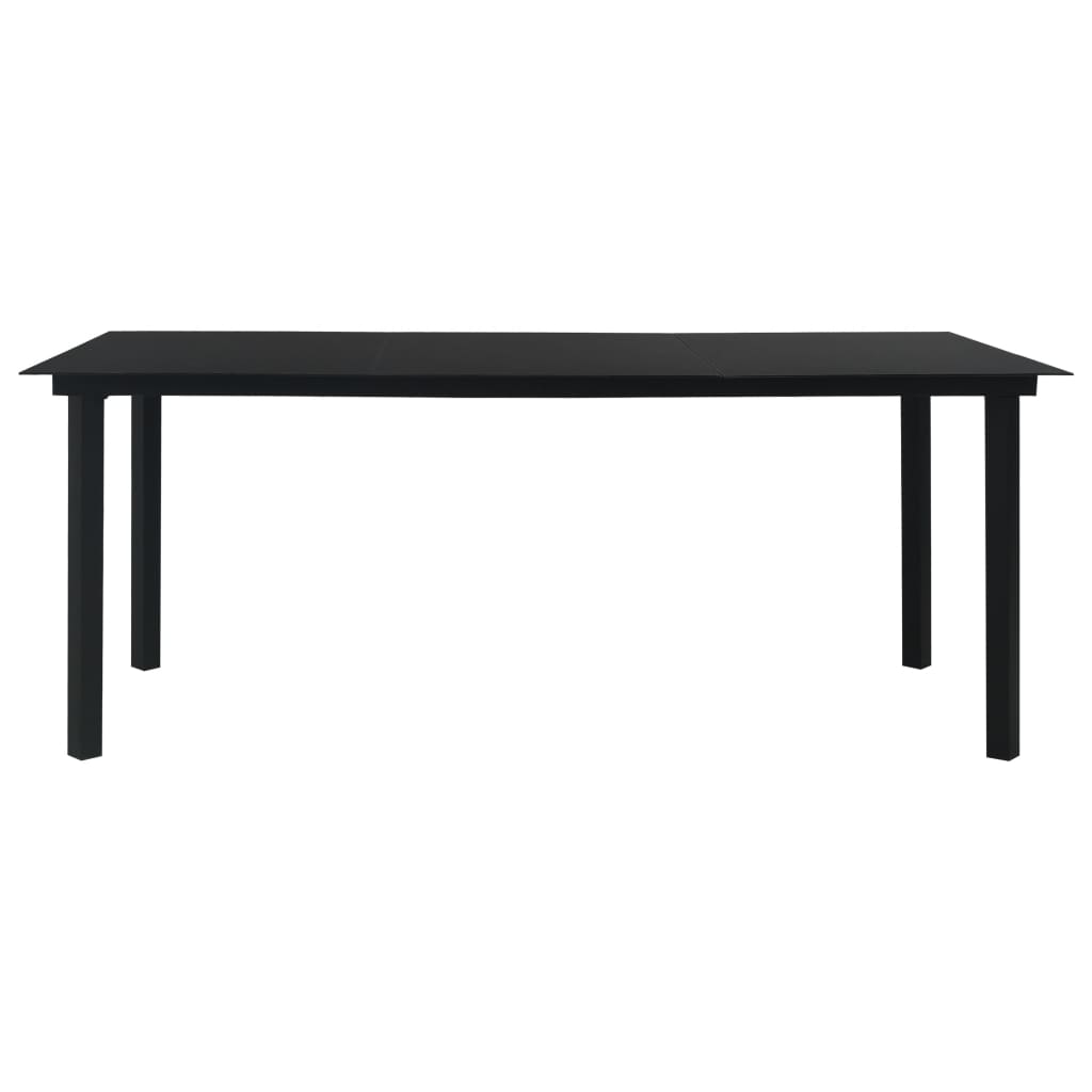  Trädgårdsbord svart 190x90x74 cm stål och glas