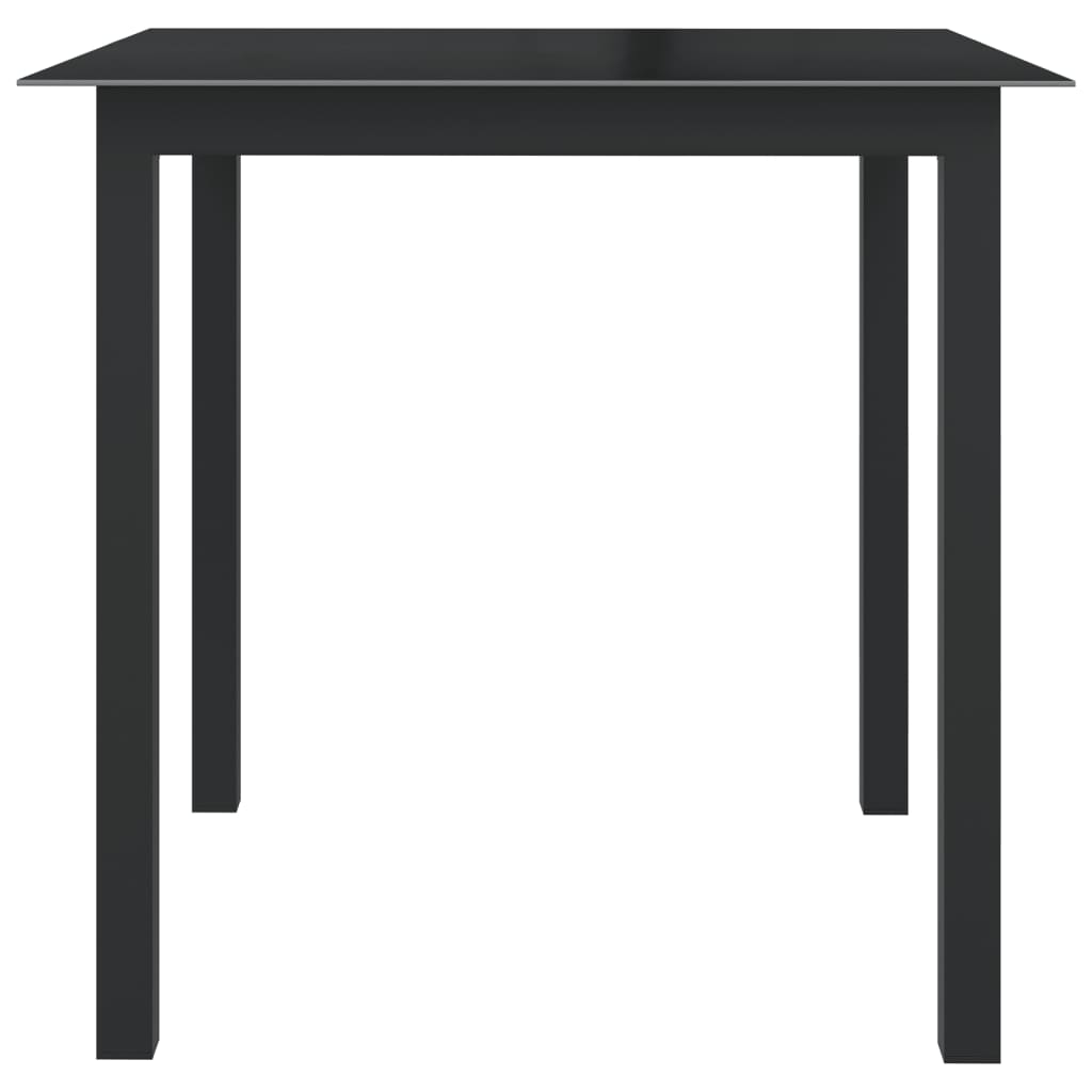  Trädgårdsbord svart 80x80x74 cm aluminium och glas