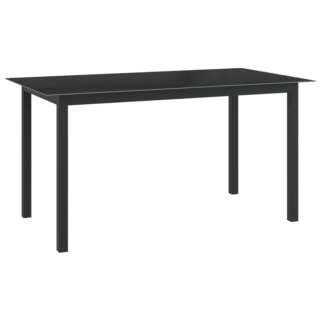  Trädgårdsbord svart 150x90x74 cm aluminium och glas