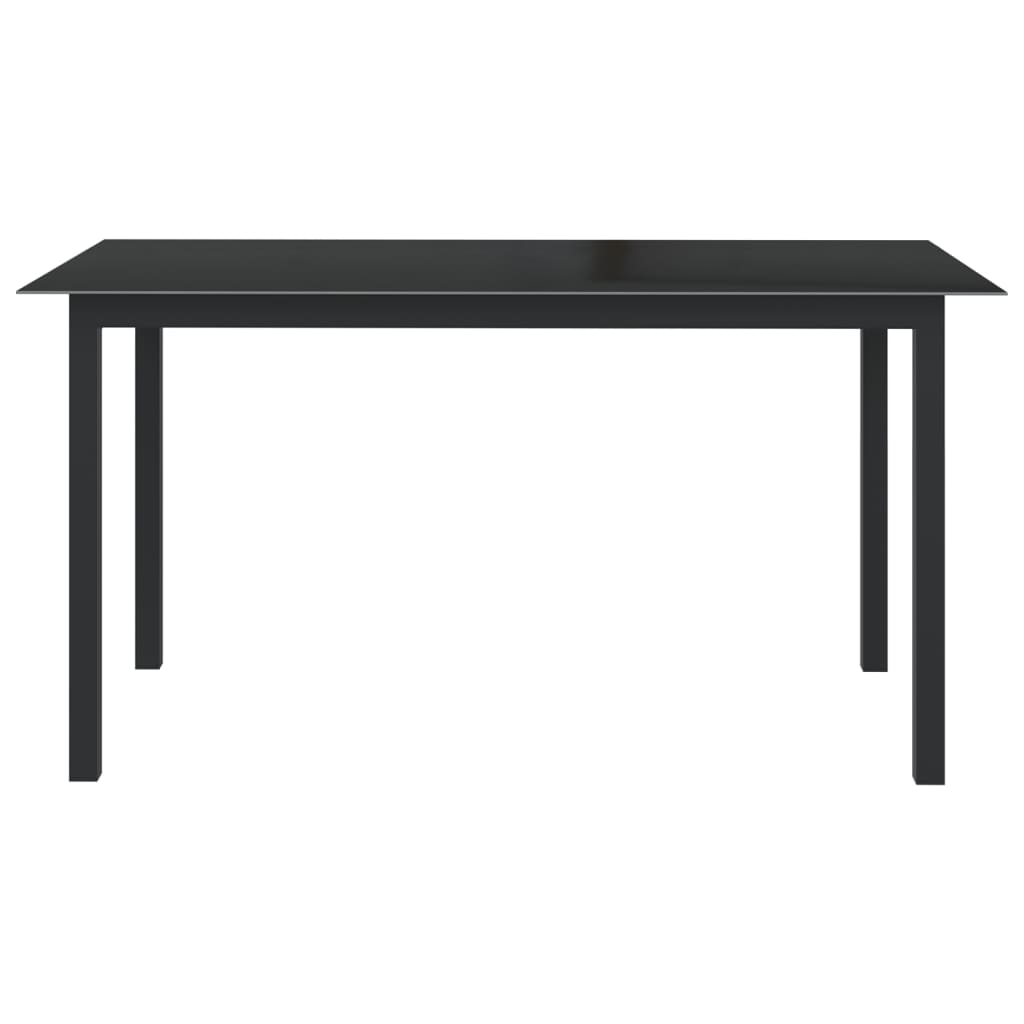  Trädgårdsbord svart 150x90x74 cm aluminium och glas
